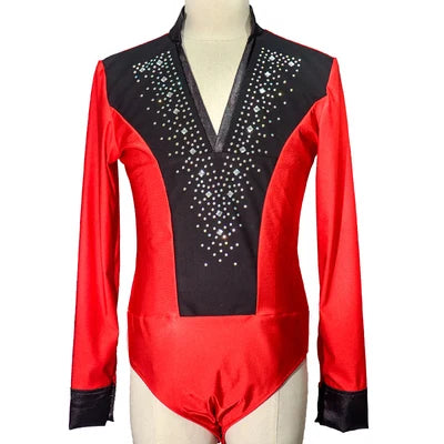 Men's Latin Dance Performance Costume Antiskewer Male Step Latin Dance Jumpsuit With Long Sleeve