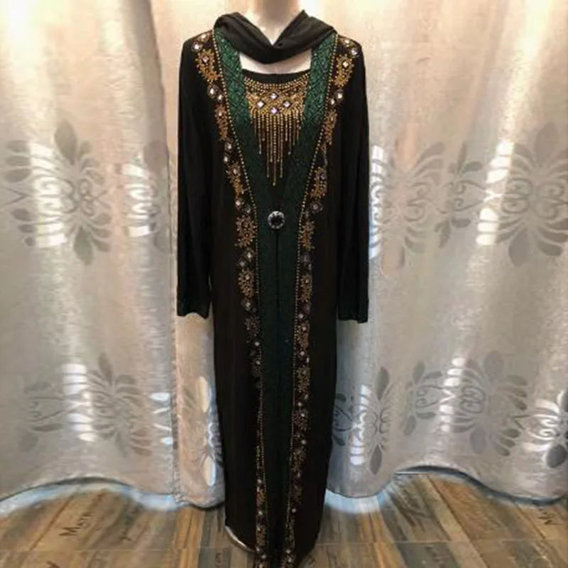 New Arabic Muslim Embroidered Long Robe Turkish Fashion Maxi Dress With Flared Sleeves