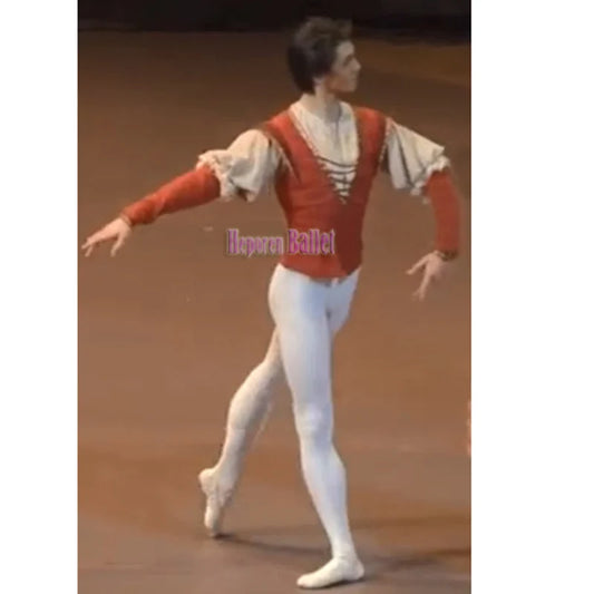 New Custom Ballet Jacket For Pompon Giselle Farmers Pas De Deux Men's Top Performance Costumes