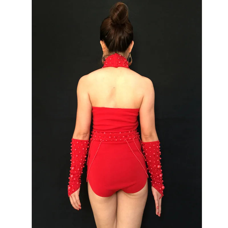 New Women Sexy Club Jumpsuits Full Of Beads And Crystal Diamond, Byonce Style Bodysuit Female Bodice Bodycon Stage Clothing