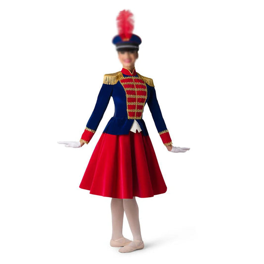 Nutcracker Royal Blue Red Troops Ballet Tutu Dress,Woman Ballet Performance Uniform Long Sleeve