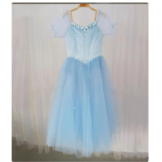 Professional Light Blue Giselle Valse des fleurs Ballet Romantic Dress High Quality,Nutcracker Long Ballet Costume For Stage