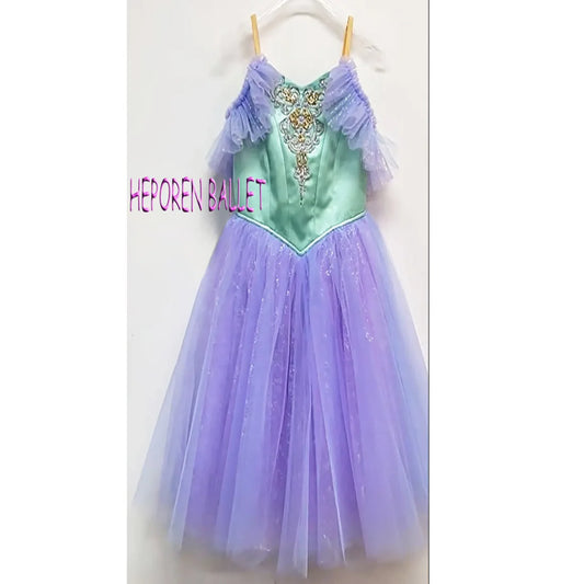 Professional Lilac And Light Green Ballet Long Dress Costumes,Girl Violet Long Fairy Ballerina Skirt Custom Made