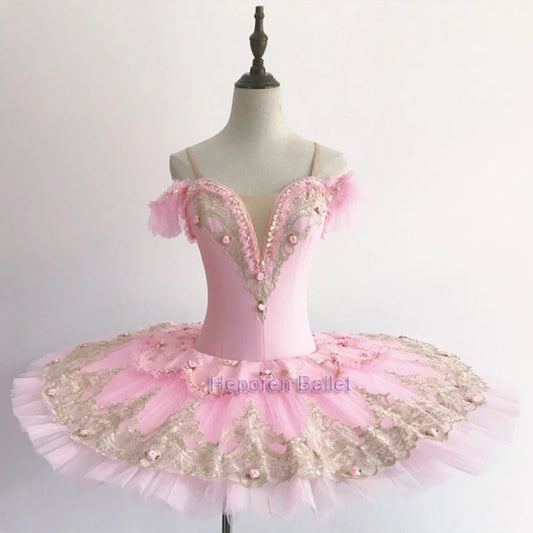 Professional Pink Ballet Performance Dress For Competition Short Yarn Skirt Customization