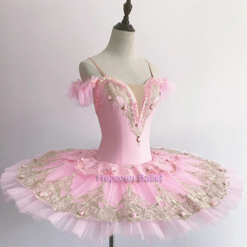 Professional Pink Ballet Performance Dress For Competition Short Yarn Skirt Customization