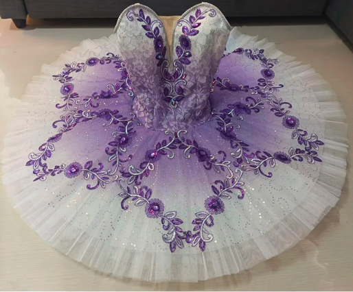 Customized Purple Ombre Ballet Platter Tutu Dress,Violet Gradient Color Performance Costume For Balet Competition Clothes _Heporen Ballet