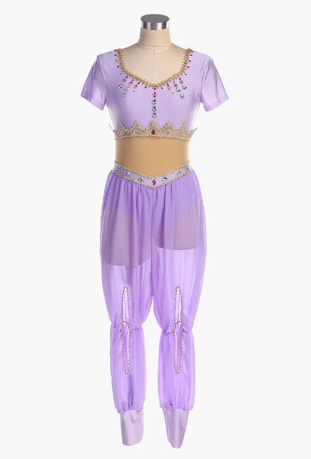 Red Or Purple Or Blue Arabian Ballet Costumes,Short Sleeves Top And Chiffon Pants Latin Arabic Dance Clothes For Performance