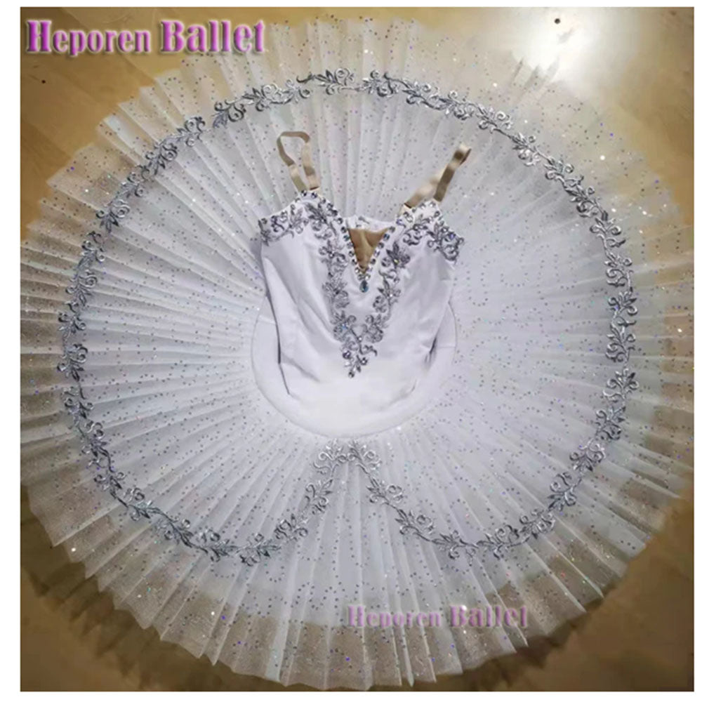 Girl White Ballet Dance Tutu Skirt For Flower Fairy Costume Glitter Decoration Performance