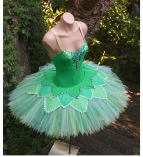 Custom Made Tinker Bell Green Tutu Gradient Color Ballet Dress,Spring Fairy Ballerina Dance Tutus Pancake Nutcracker Costumes