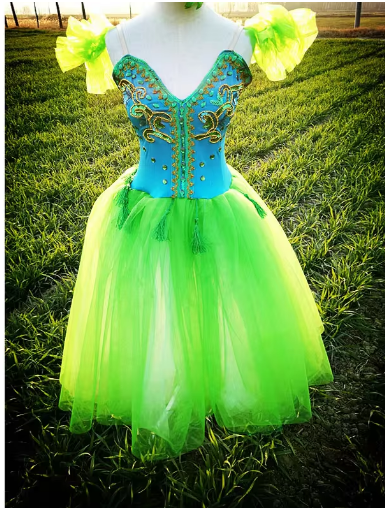 Green Lyrical Dress Ballet Dresses For Adult Or Children,Appliqued Green Crystal Fairy Long Soft Balet Dancewear