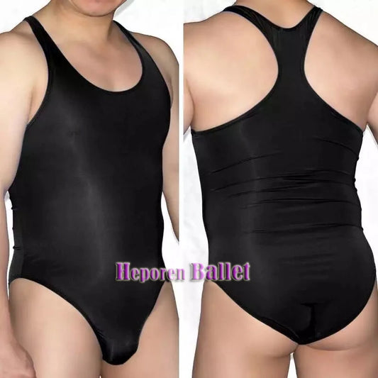 Racerback Tank Top Training Ballet Gymnastics Training Clothes Night Club Jumpsuit, Men's Sports Scoop Neck Skin-Tight Bodysuit