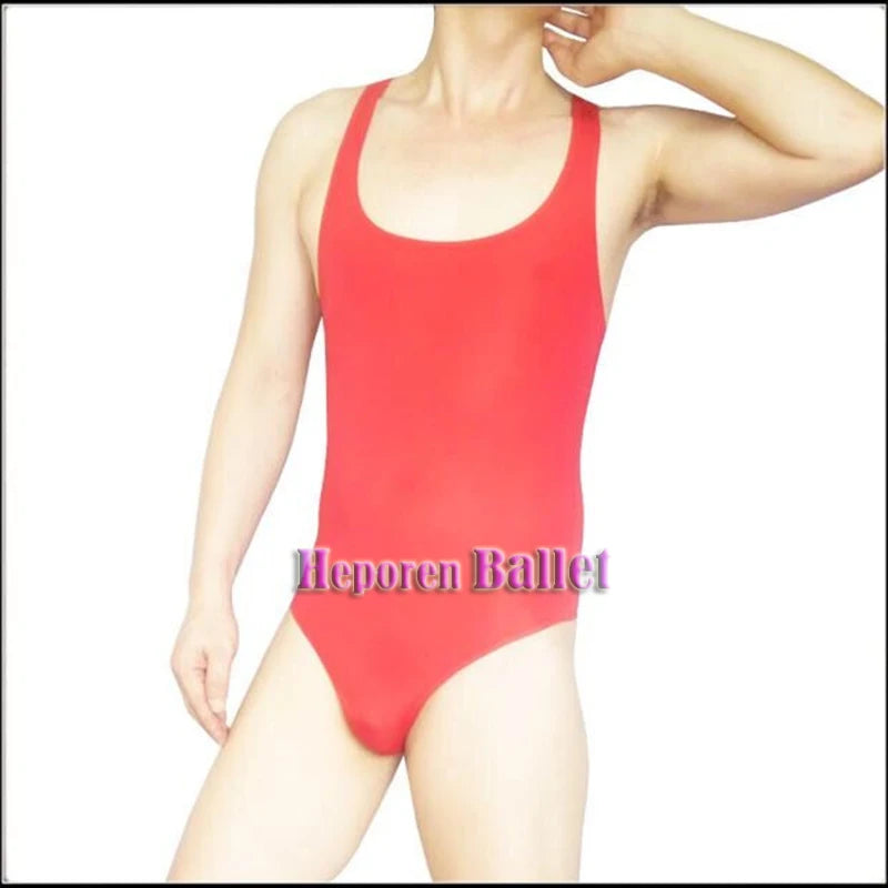 Racerback Tank Top Training Ballet Gymnastics Training Clothes Night Club Jumpsuit, Men's Sports Scoop Neck Skin-Tight Bodysuit