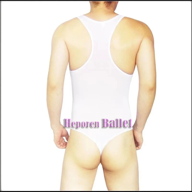 Racerback Tank Top Training Ballet Gymnastics Training Clothes Night Club Jumpsuit, Men's Sports Scoop Neck Skin-Tight Bodysuit