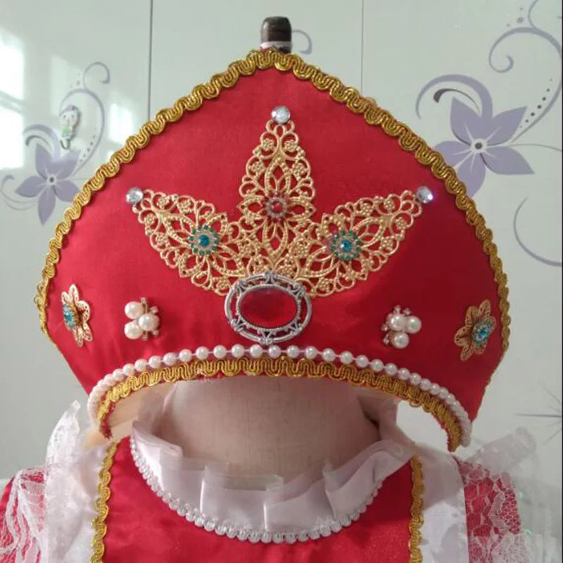 Russian Ethnic Minority Headwear Women's Handmade Folding Clothing National Dance Beaded Headdress With Jewelry