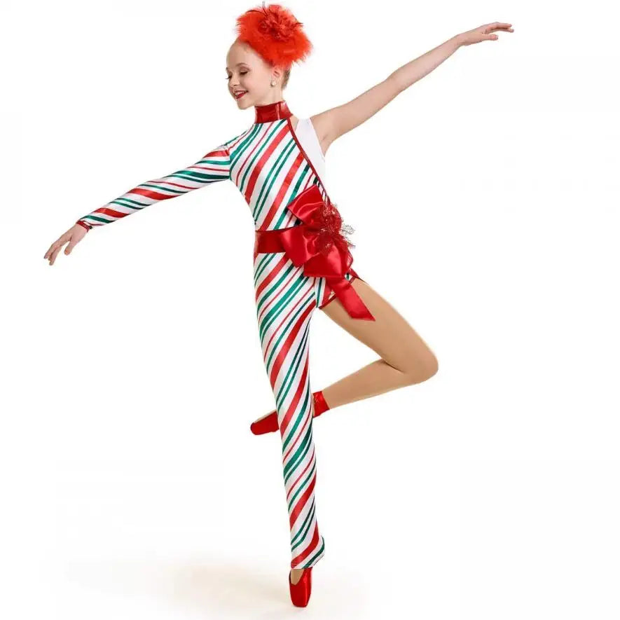 Women And Children's Striped Balllet Tight Jumpsuit, Million Clown Stage Drama Ballet Performance Suit