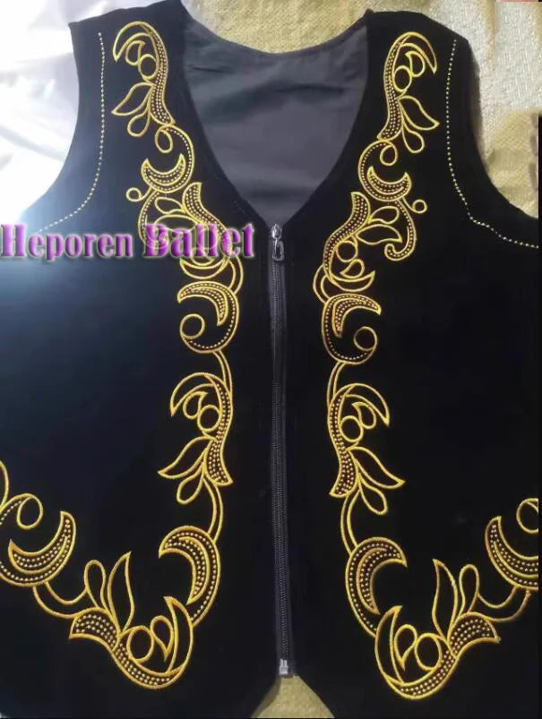 Men's Ballet Dance Vest Black Prince Embroidered Ballet Vest Stage Performance Costume