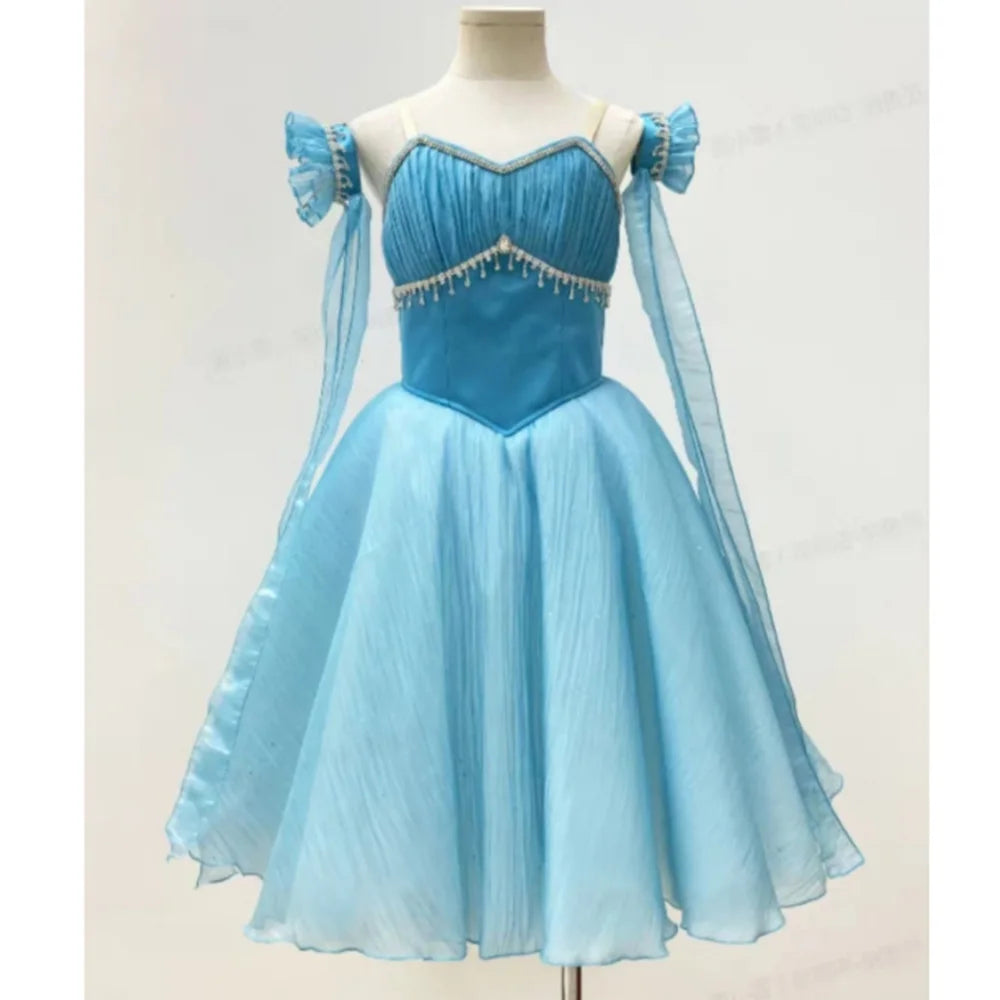 New Arrival Professional Ocean Blue Swan Lake Pas de Trois Variation Romantic Ballet Dress With Hook And Eyes Back Drop Shipping