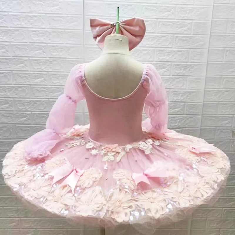 Girls' Pink Ballet Tutu Doll Fairy Performance Dress 8 Layer Yarn Skirt