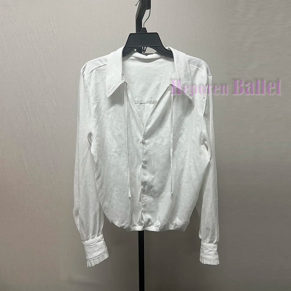 Customized Men's Ballet Shirt White Prince Jacket Tunic,Man Elegant Ballet Top For Stage Costume Retail Wholesale