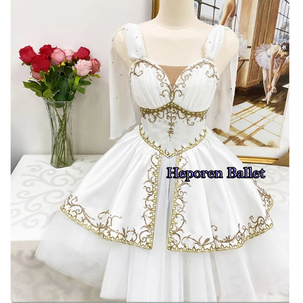 High Quality The Awakening of Flora Ballet Dress Pleated Chest,Customized White Awakening Flower Goddess Variations Balet Tutu