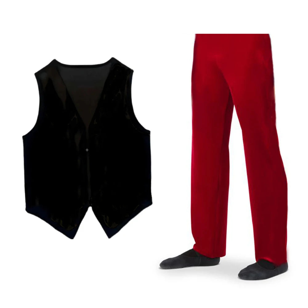 Men's Ballet Dance Vest Prince Jacket And Long Pants Set For Stage Performance Costumes Retail Wholesale