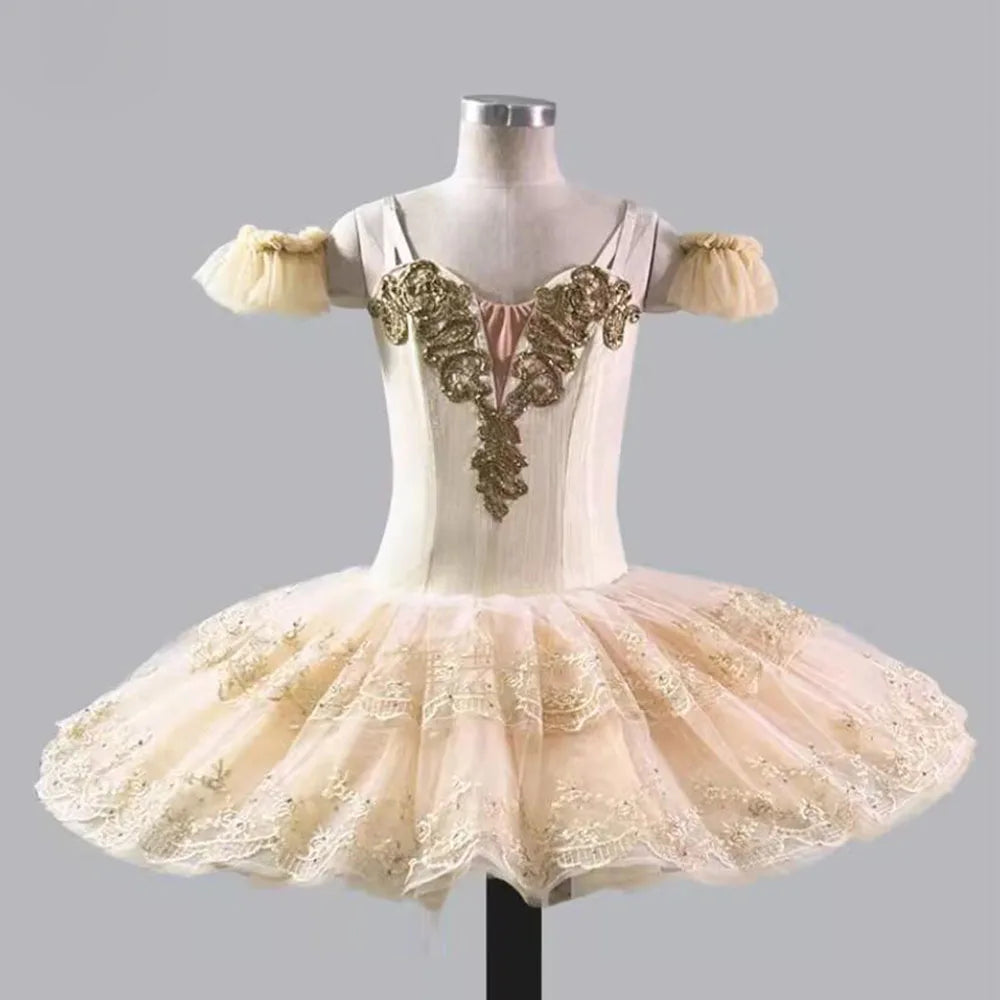 Customized Adult And Children's Champagne Gold Ballet TUTU Performance Competition Skirt Ballet Princess Dance Skirt