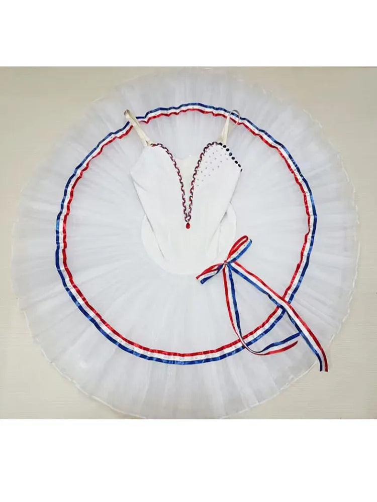 Customized High-end Adult Children's Ballet Costumes White Disc Skirt Tutu Paris Flame Competition Performance