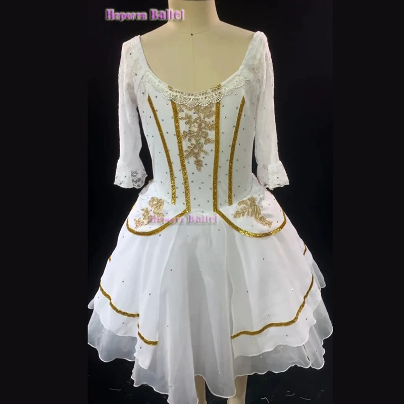 Custom Made Snow White Soft Ballet Dresses For Gabriella Lake Stage Competition Place Prince Dance Costumes