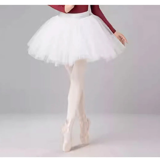 White Ballet Short Skirt Dancing Costumes,Half Skirt Ballerina Dress