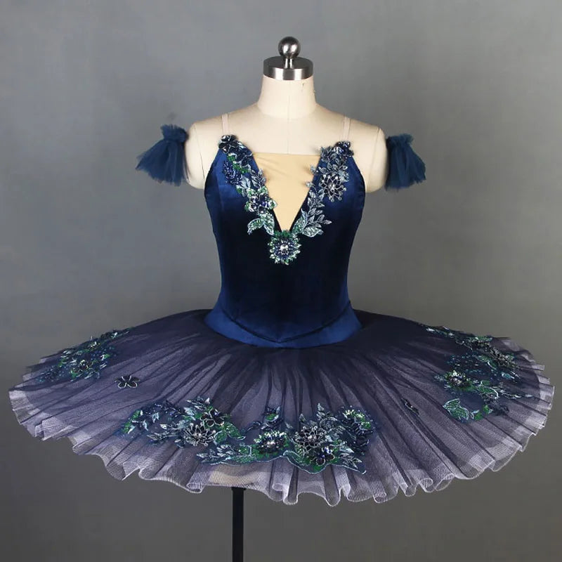 Women Or Girls Royal Blue Bird Pancake Tutu Dresses, Femal Ballet Leotard Skirts Platter Stiff Tulle Classical Costumes