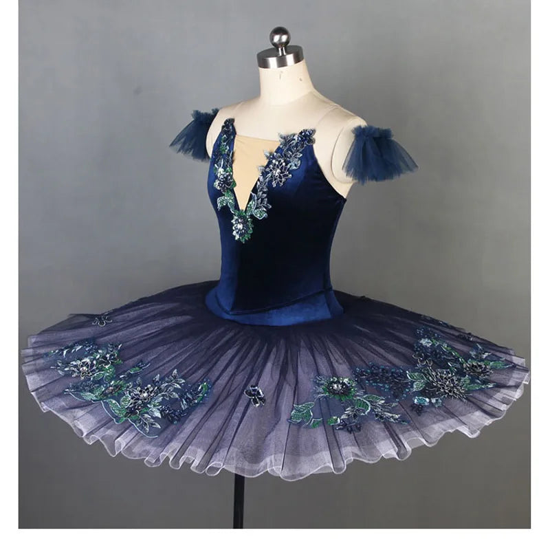 Women Or Girls Royal Blue Bird Pancake Tutu Dresses, Femal Ballet Leotard Skirts Platter Stiff Tulle Classical Costumes