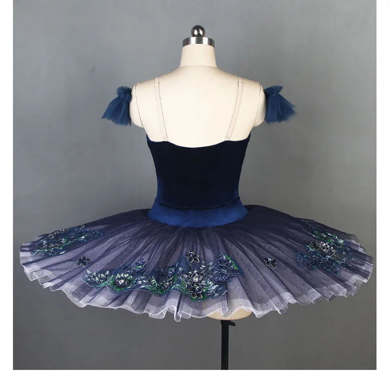 Women Or Girls Royal Blue Bird Pancake Tutu Dresses, Femal Ballet Leotard Skirts Platter Stiff Tulle Classical Costumes