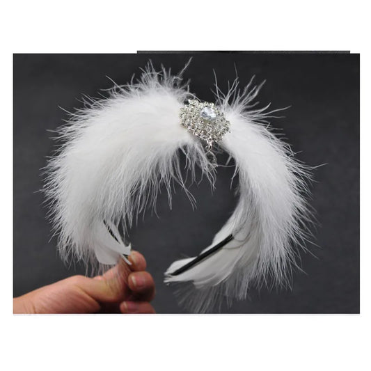 Women Princess Ballet Hair Accessories Headband Top For Wedding Christmas, Swan Lake Ballet Feather Headdress With Rhinestone