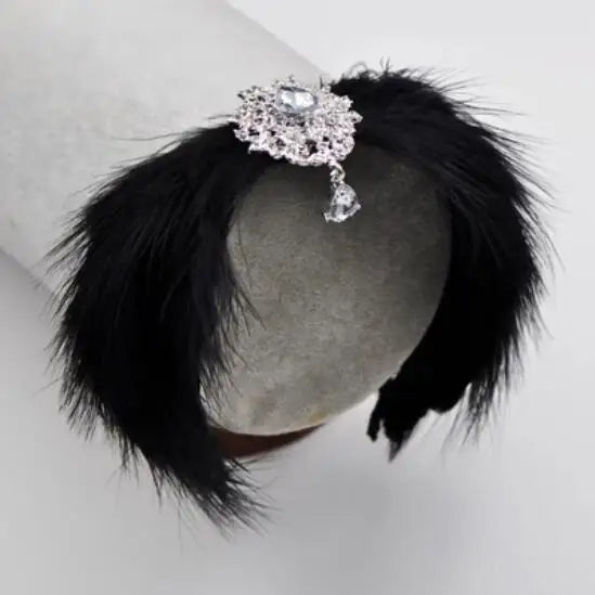 Women Princess Ballet Hair Accessories Headband Top For Wedding Christmas, Swan Lake Ballet Feather Headdress With Rhinestone