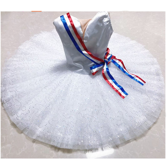 White Flames of Paris Ballet Tutu Dress,Good Quality Glitter Tulle Balet Costumes For Performance Custom Made