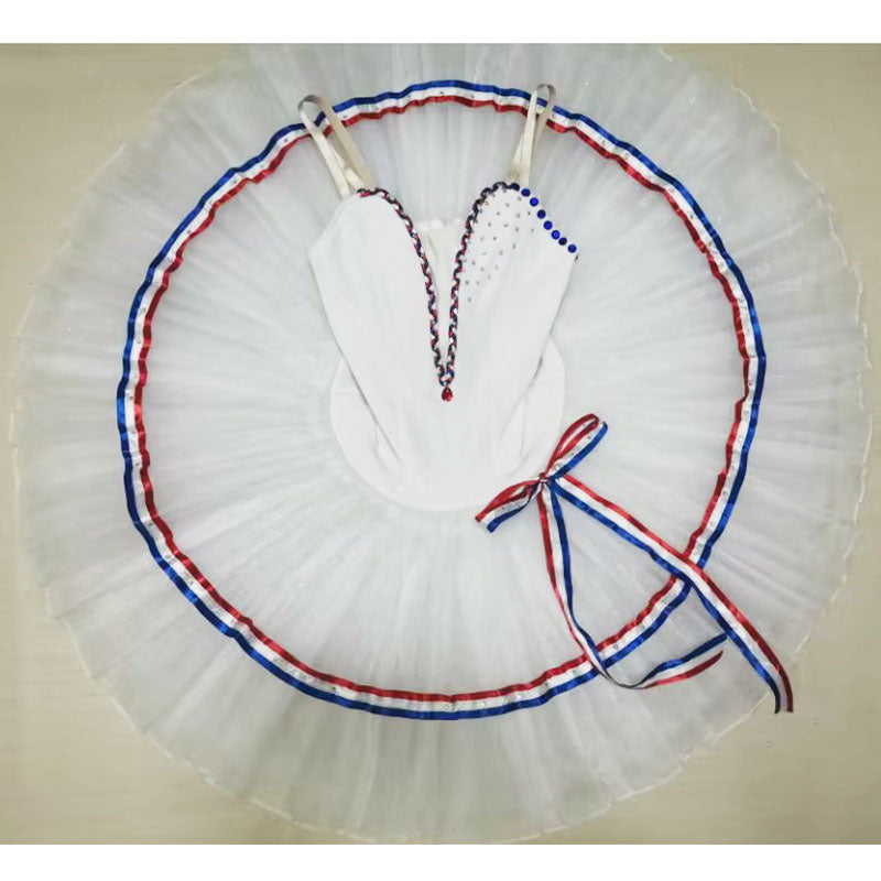 Customized High-end Adult Children's Ballet Costumes White Disc Skirt Tutu Paris Flame Competition Performance