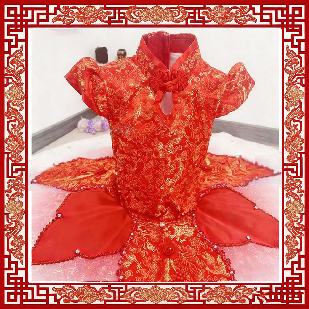 Custom Made Red Ballet Tutu Dress With Chinese Knot For Stage Performance