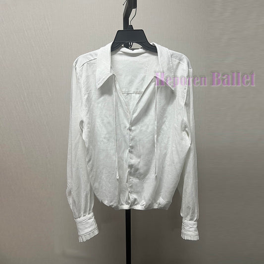 Customized Men's Ballet Waist Shirt White Prince Men's Elegant Ballet Dance Top Men's Ballet Stage Costume